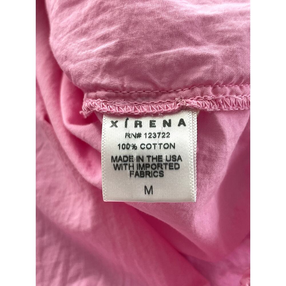 Xirena Sz M Elody Puff Sleeve Top Pink Cotton Cropped Feminine Coastal Ruffle - Picture 15 of 16
